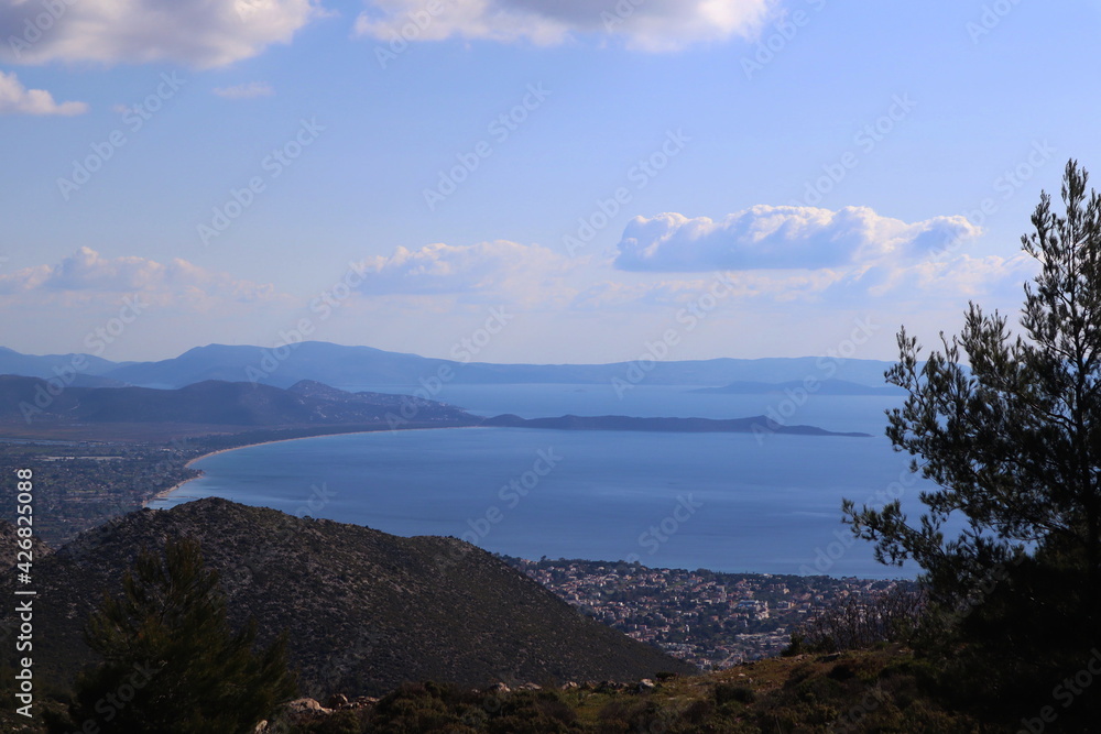 View from Nea Penteli near to Nea Makri in Athens in Greece