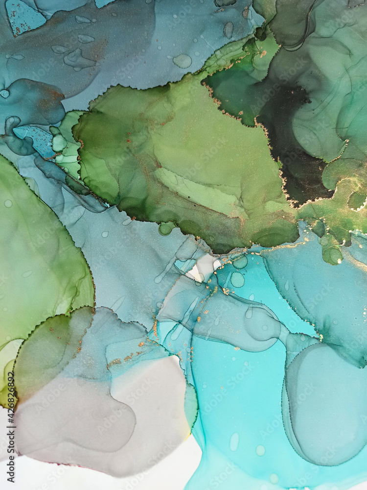 Obraz premium Alcohol Ink Texture. Oil Fluid Grunge Wall. Silk