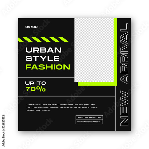 Fashion sale Instagram post template. Urban fashion social media post template.
