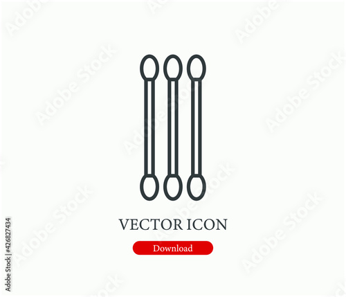 Cotton buds vector icon.  Editable stroke. Linear style sign for use on web design and mobile apps  logo. Symbol illustration. Pixel vector graphics - Vector