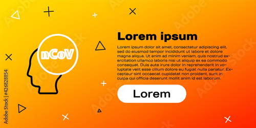 Line Corona virus 2019-nCoV icon isolated on yellow background. Bacteria and germs, cell cancer, microbe, fungi. Colorful outline concept. Vector Illustration