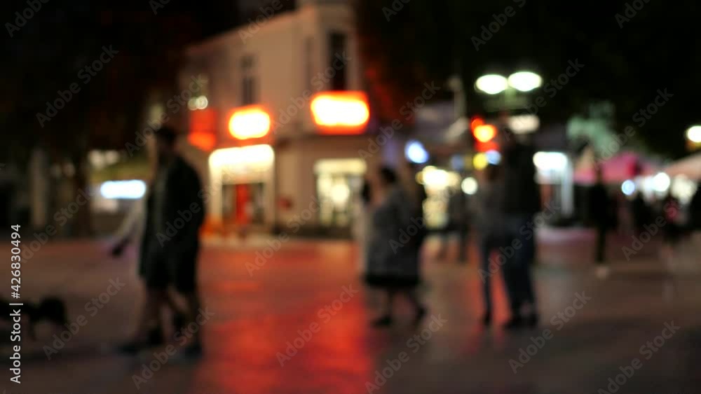 Defocused Anonymous People And Restaurants Evening Defocused Anonymous People And Restaurants Evening