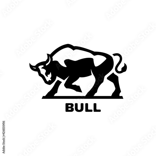 Bull symbol, logo. Black White style. Vector illustration.