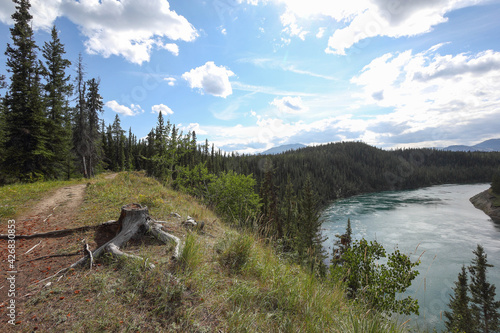 View on Yukon Kuskokwim Delta river near Wolf creek campground, Yukon, Canada photo