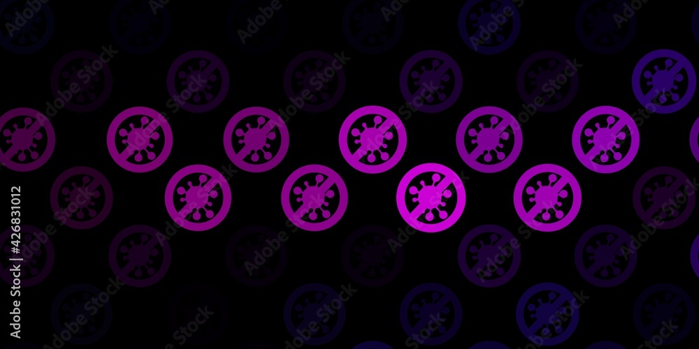Dark Pink, Blue vector background with covid-19 symbols. Dark Pink, Blue vector background with covid-19 symbols.