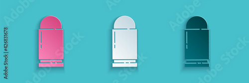 Paper cut Bullet icon isolated on blue background. Paper art style. Vector