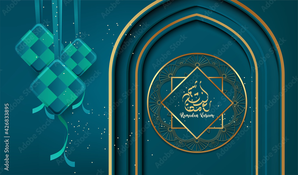 ramadan kareem background design with luxury islamic ornament. Stock
