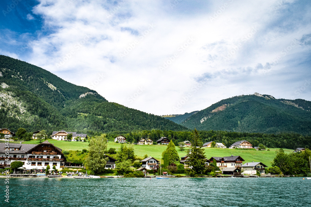 Naklejka premium village on the river