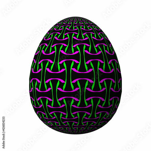 Happy Easter  Artfully designed and colorful 3D easter egg  3D illustration on white
