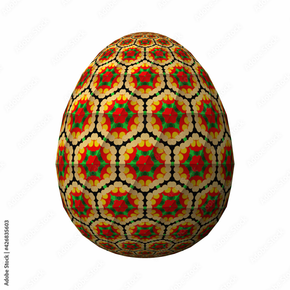 Happy Easter, Artfully designed and colorful 3D easter egg, 3D illustration on white Happy Easter, Artfully designed and colorful 3D easter egg, 3D illustration on white
