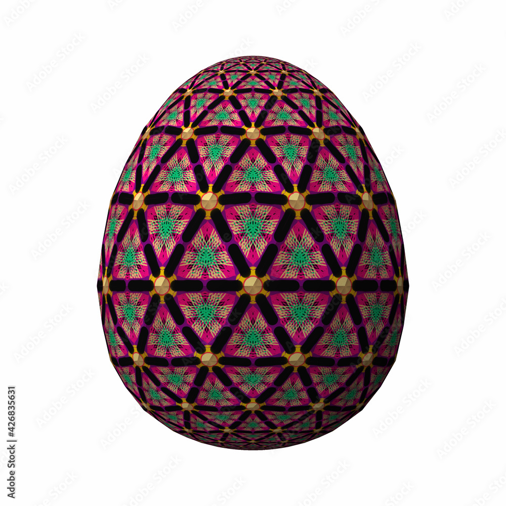 Happy Easter, Artfully designed and colorful 3D easter egg, 3D illustration on white