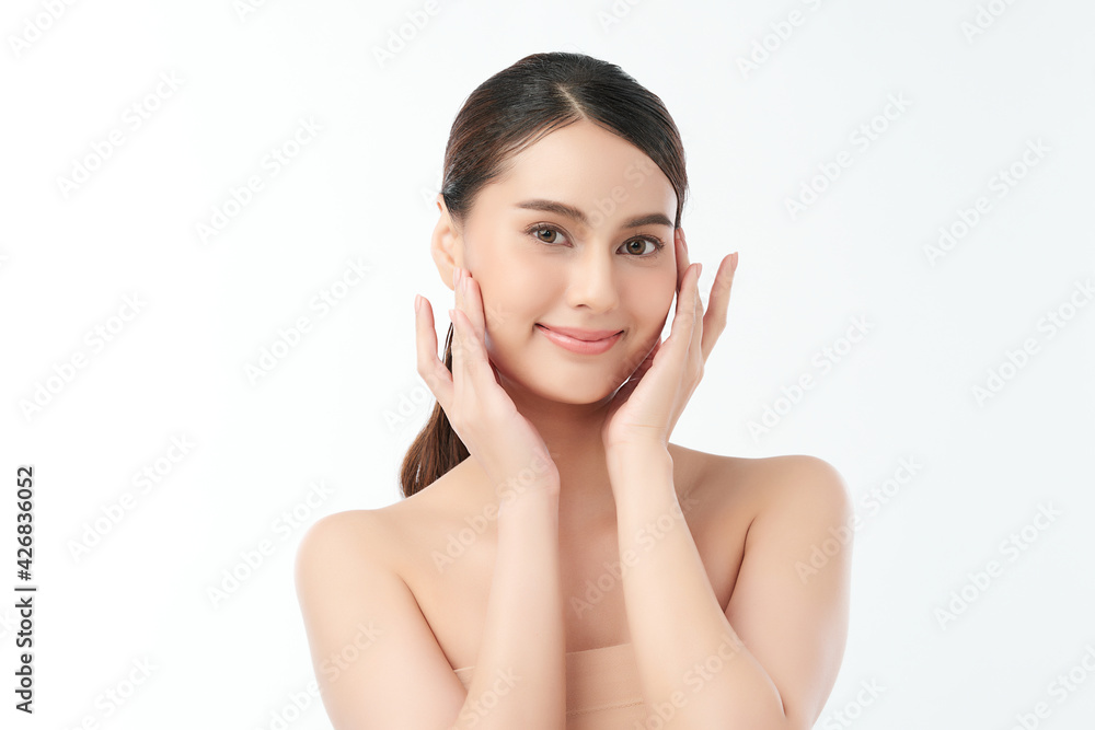 Beautiful young asian woman with clean fresh skin on white background, Face care, Facial treatment, Cosmetology, beauty and spa, Asian women portrait Beautiful young asian woman with clean fresh skin on white background, Face care, Facial treatment, Cosmetology, beauty and spa, Asian women portrait