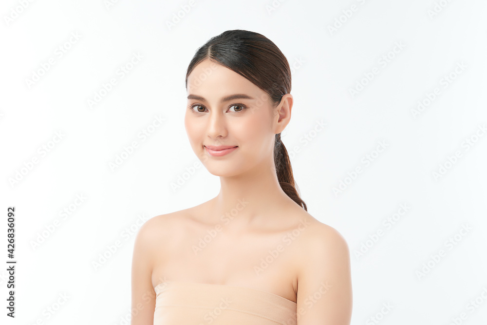 Beautiful young asian woman with clean fresh skin on white background, Face care, Facial treatment, Cosmetology, beauty and spa, Asian women portrait Beautiful young asian woman with clean fresh skin on white background, Face care, Facial treatment, Cosmetology, beauty and spa, Asian women portrait