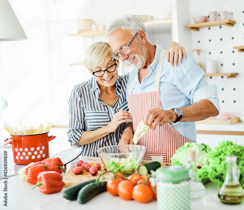 love kitchen senior woman man couple home retirement happy food smiling husband wife together person love kitchen senior woman man couple home retirement happy food smiling husband wife together person