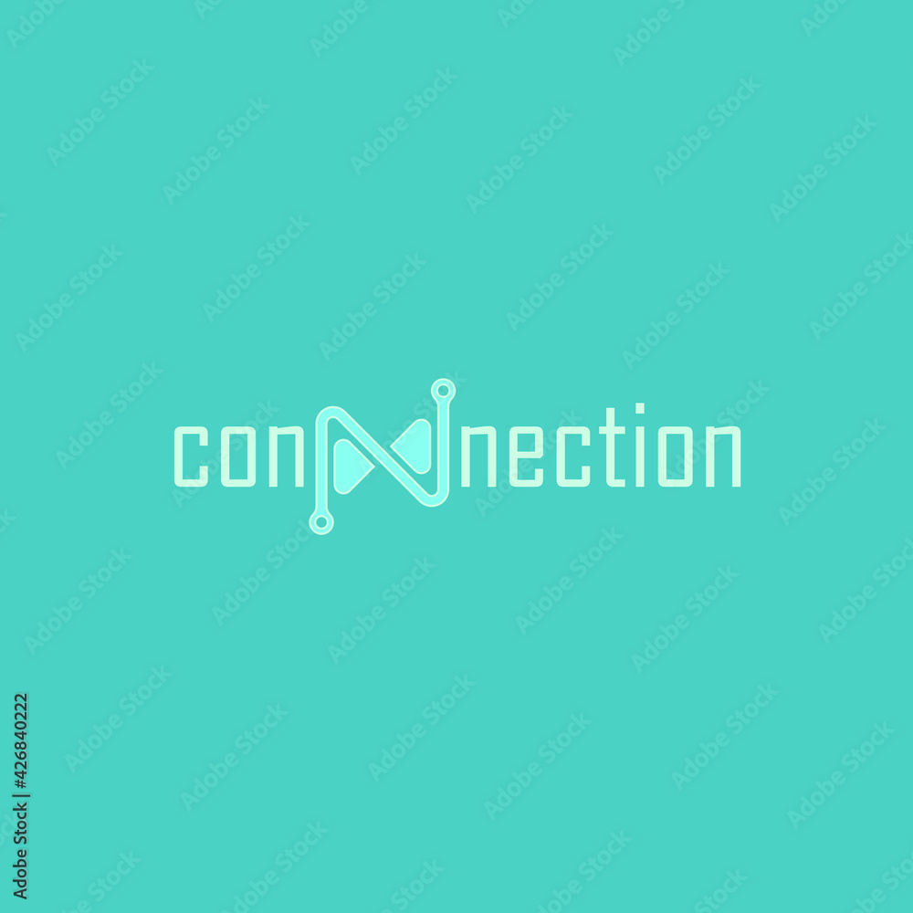 Connection vector logo design with turquaze background