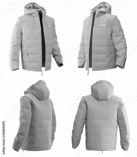 3D jacket of warm template for design on white background