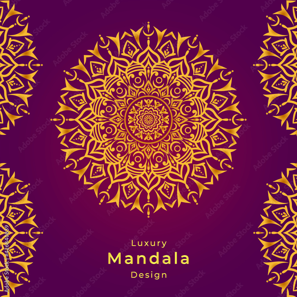 Luxury mandala wallpaper background Ornamental design template with golden Arabic pattern. Mandala is used for packaging design, print, poster, cover, brochure, flyer, banner, wedding card, etc Luxury mandala wallpaper background Ornamental design template with golden Arabic pattern. Mandala is used for packaging design, print, poster, cover, brochure, flyer, banner, wedding card, etc