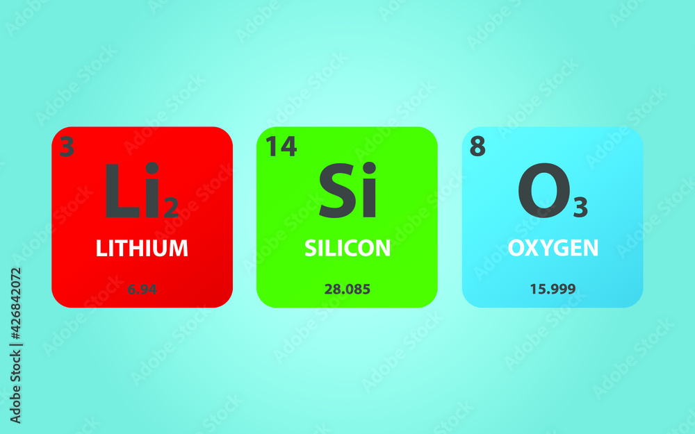 Lithium Silicate Li2SiO3 molecule. Simple molecular formula