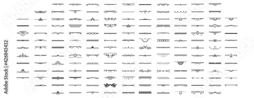 Set Black Simple Line Collection Doodle Border Elements Vector Design Style Sketch Isolated Illustration For Banner