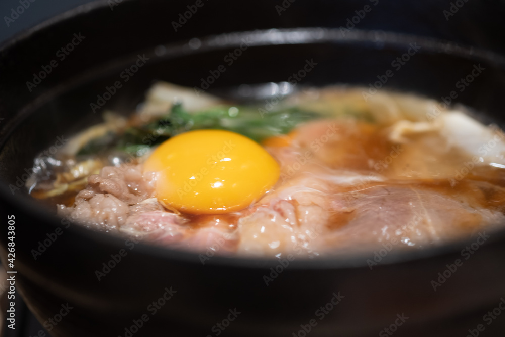 Sukiyaki, a popular dish of pork, beef and fresh vegetables.