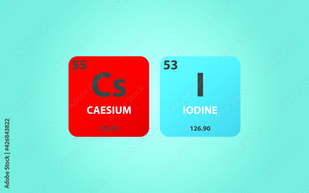 Caesium Iodide CsI molecule. Simple molecular formula consisting of Caesium, Iodine, elements