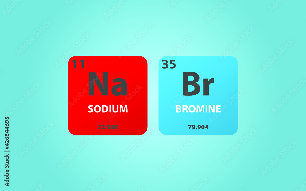 Sodium Bromide NaBr molecule. Simple molecular formula consisting of