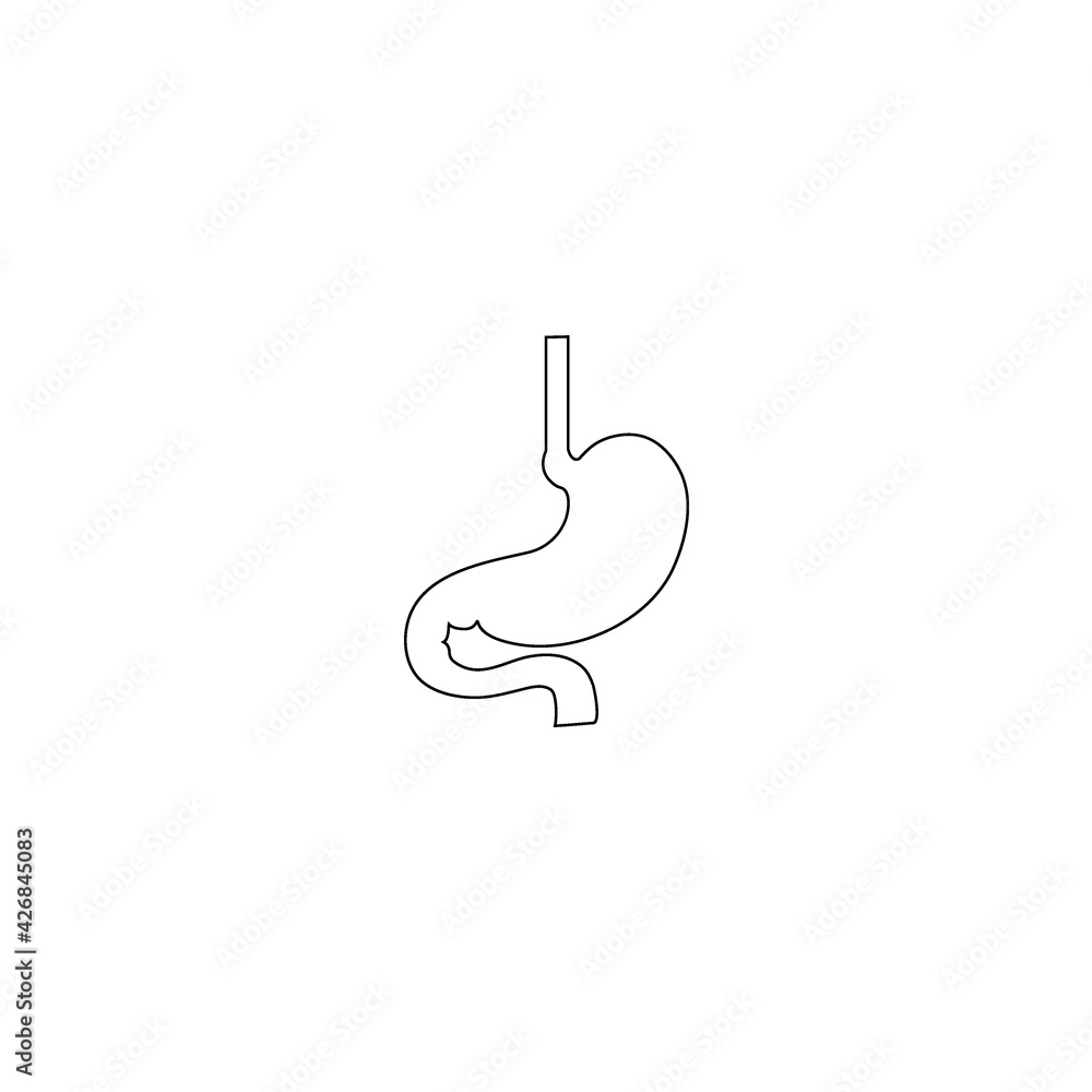 Modern Minimalistic Human Stomach Line Icon Vector. Simple Stomach sign for human anatomy, medical or healthcare concept. Outline Stomach Organ symbol isolated on white background. Modern Minimalistic Human Stomach Line Icon Vector. Simple Stomach sign for human anatomy, medical or healthcare concept. Outline Stomach Organ symbol isolated on white background.