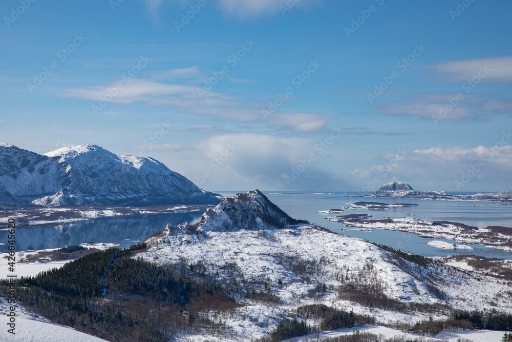 Great mountain hike on new snow,Brønnøy,Helgeland,Nordland county,Norway,scandinavia,Europe