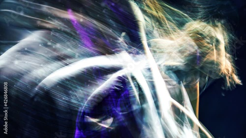 dance energy research a stream of luminous particles, a cycle of a stream of luminous particles. light effects moving and flexible lines in abstract style profit energy meditation