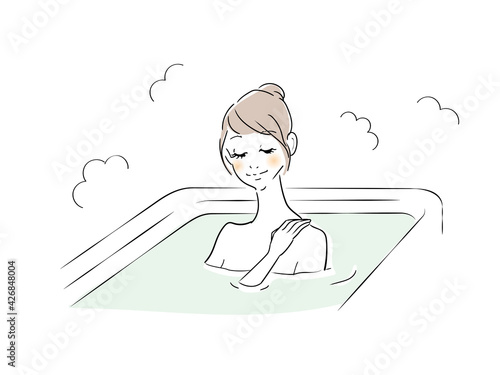 お風呂でくつろぐ女性
