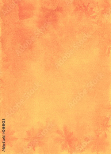 Yellow-orange watercolor background with an abstract pattern similar to snowflakes