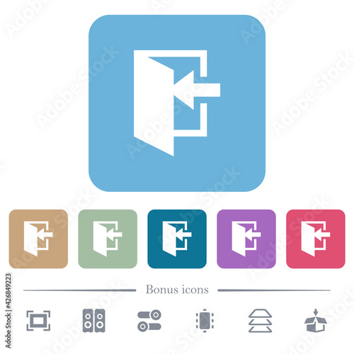 Enter flat icons on color rounded square backgrounds