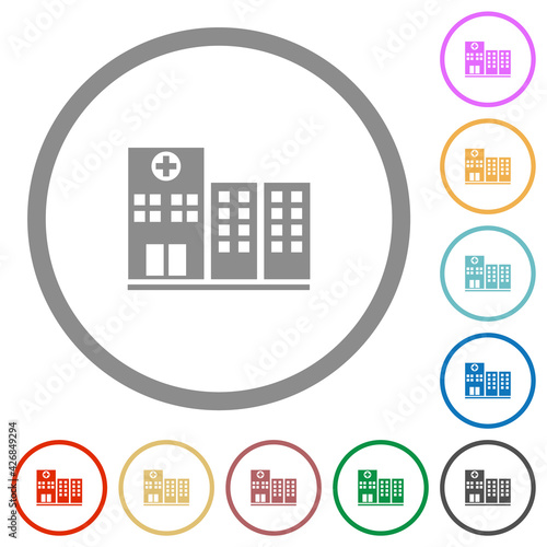 Hospital flat icons with outlines