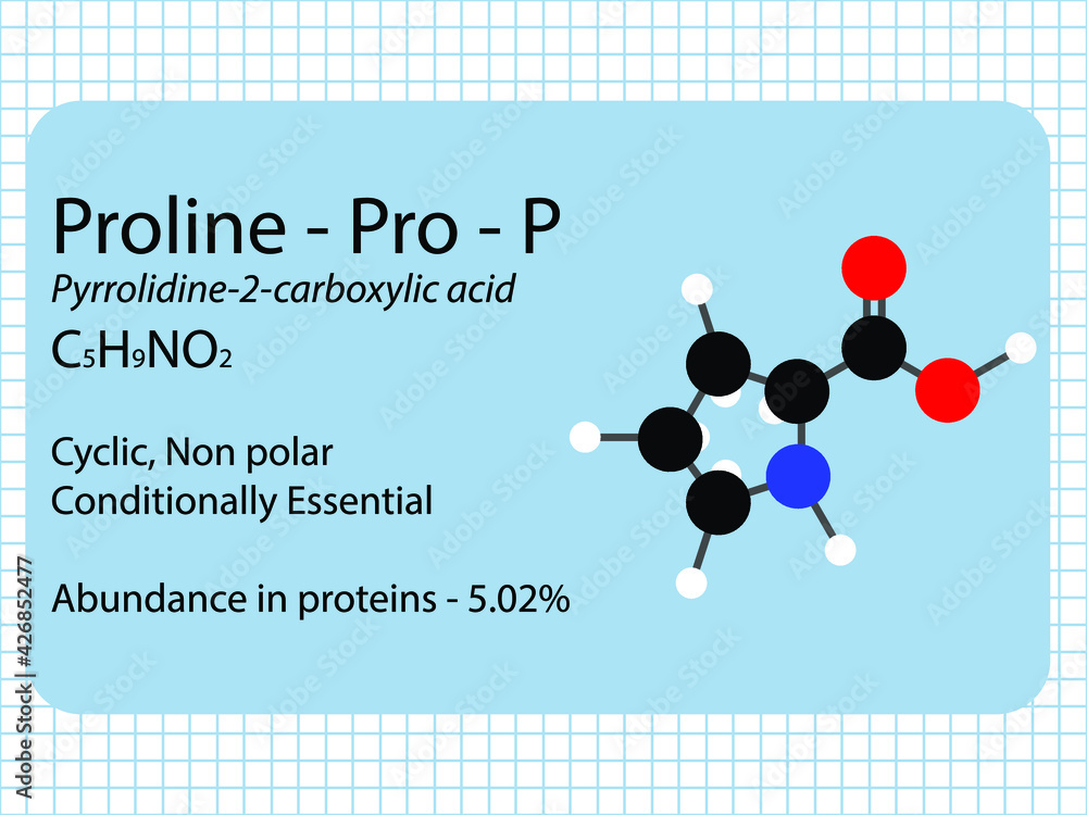 Proline Pro P Conditionally Essential Amino Acid molecular