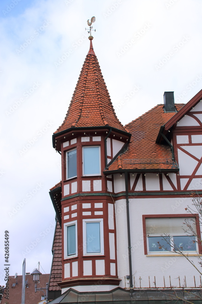 Fassade eines Fachwerkhauses in Weissach bei Leonberg