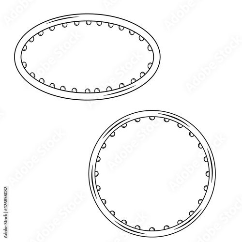 Fitness hoop for slim figure, black contour isolated vector flat style icon