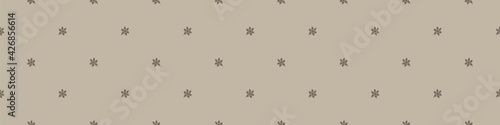 Hand carved flower block print seamless border pattern. Rustic naive folk motif illustration banner. Modern simple heritage style natural lino cut illustration. Ethnic primitive edge bordure trim.
