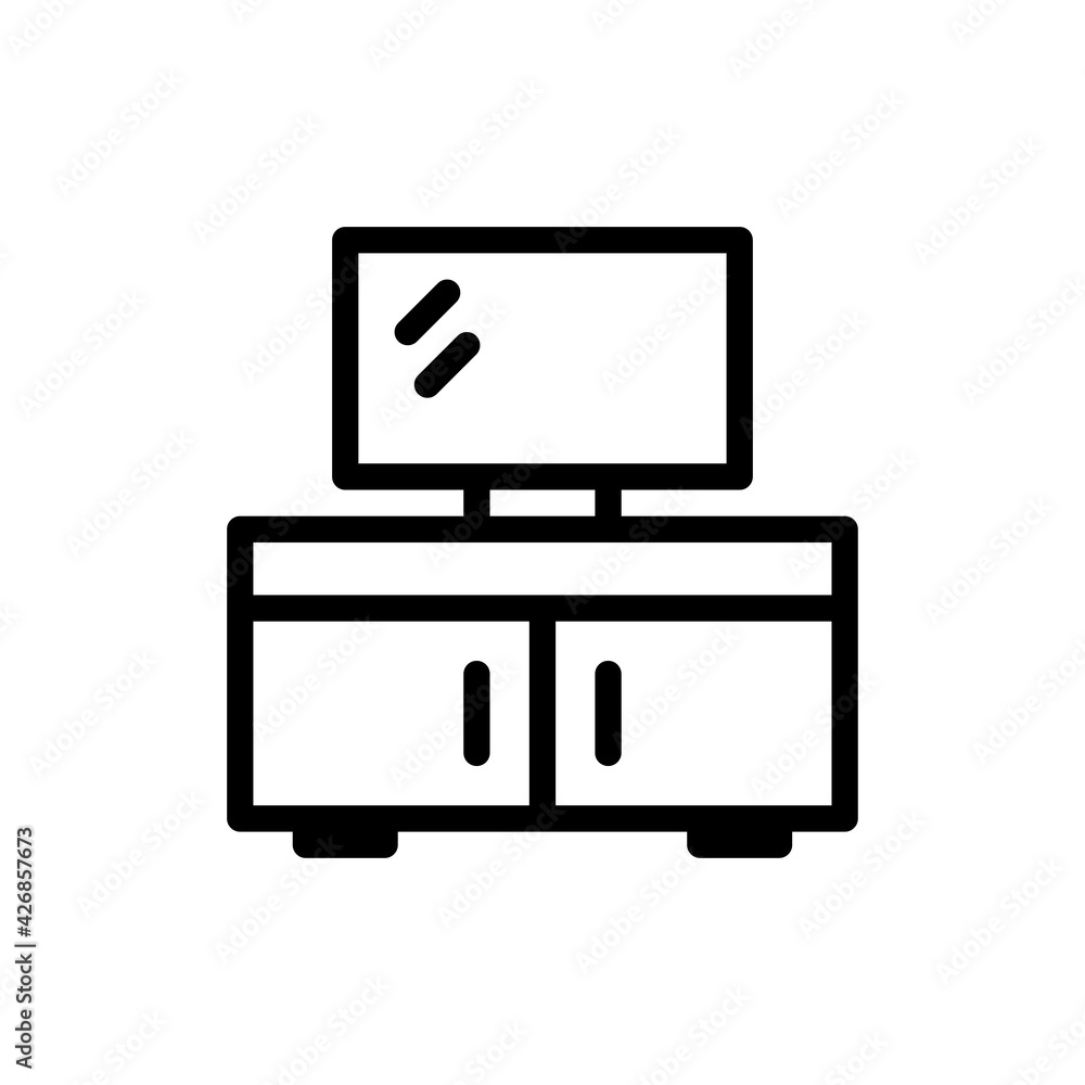 Tv Stand Vector Outline Icon Style illustration. EPS 10 File Tv Stand Vector Outline Icon Style illustration. EPS 10 File