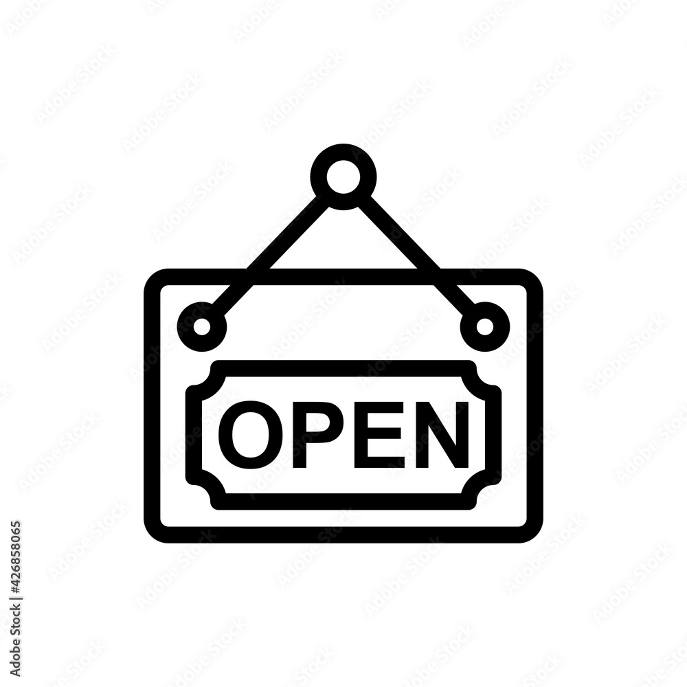 Open Signboard Vector Outline Icon Style illustration. EPS 10 File Open Signboard Vector Outline Icon Style illustration. EPS 10 File