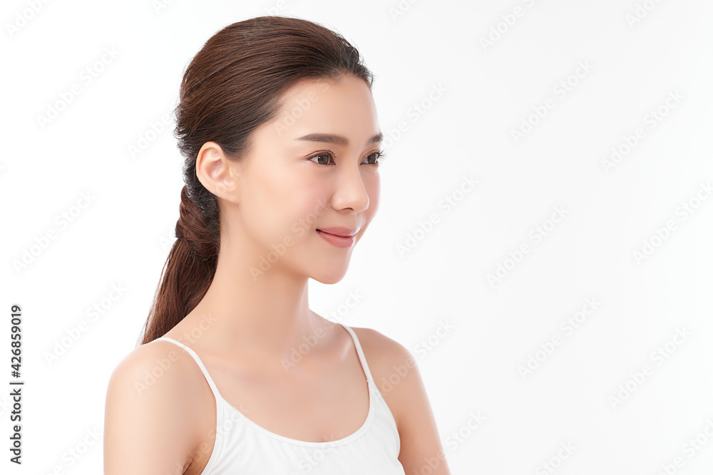 Beautiful young asian woman with clean fresh skin on white background, Face care, Facial treatment, Cosmetology, beauty and spa, Asian women portrait Beautiful young asian woman with clean fresh skin on white background, Face care, Facial treatment, Cosmetology, beauty and spa, Asian women portrait