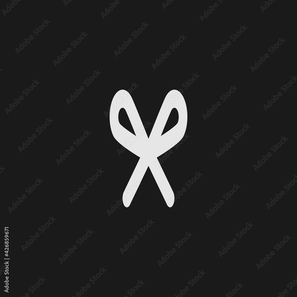 Fototapeta premium Scissor flat icon. Simple style barber logo symbol. Barber tool sign. Logo design element. T-shirt printing. Vector for sticker.