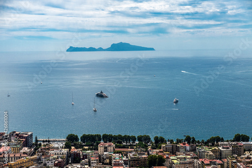 View of the island of Capri from Naples, Italy