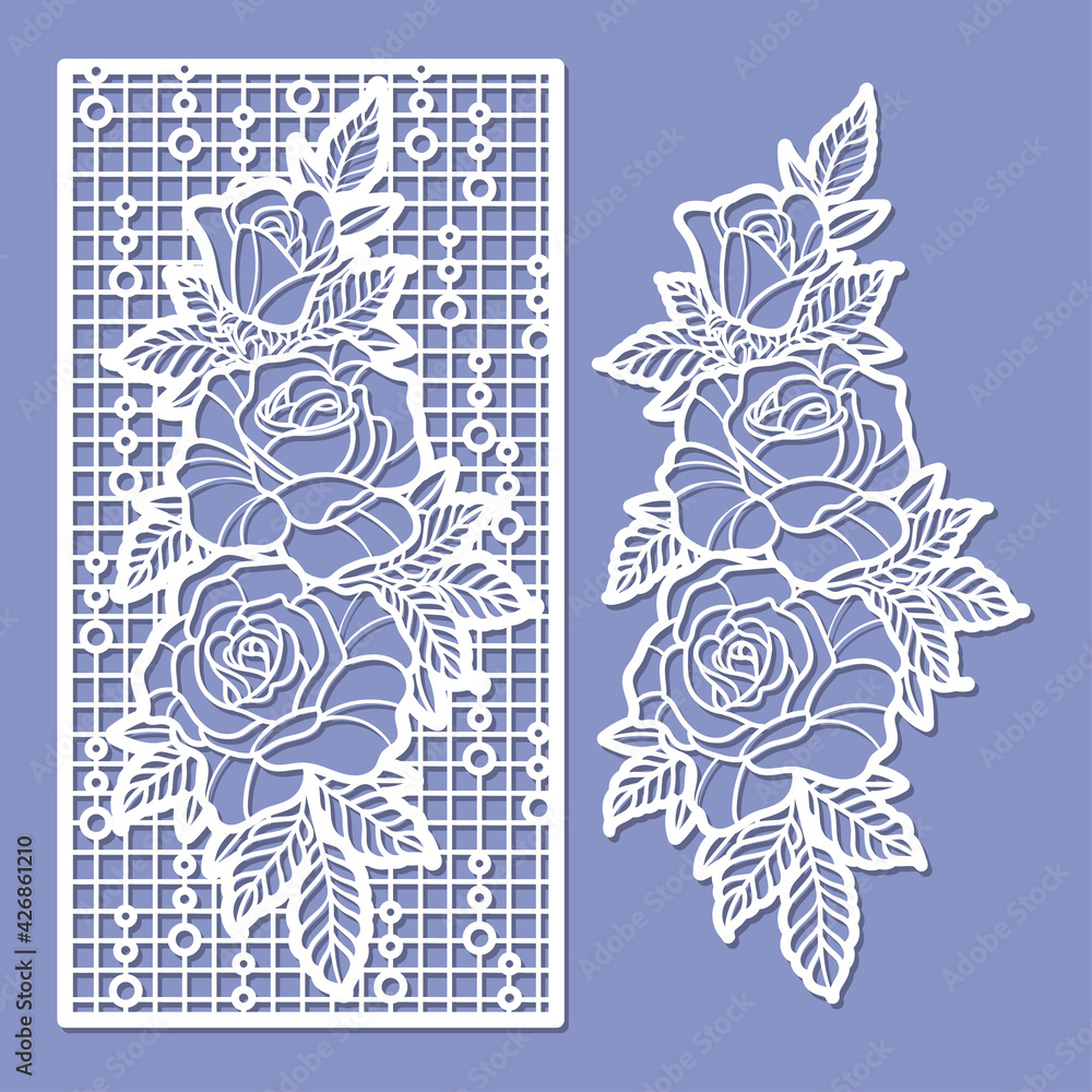 © Zerlina - Decorative element with roses. For cutting from any material. Vector