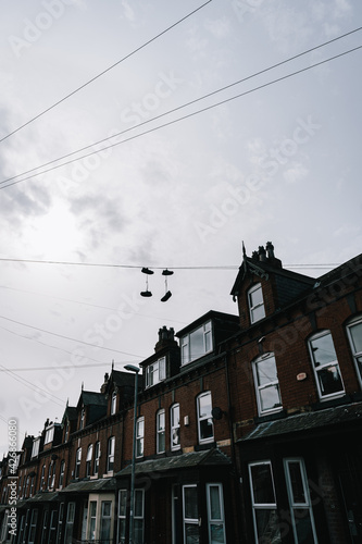 shoes on telephone wire in hyde park leeds