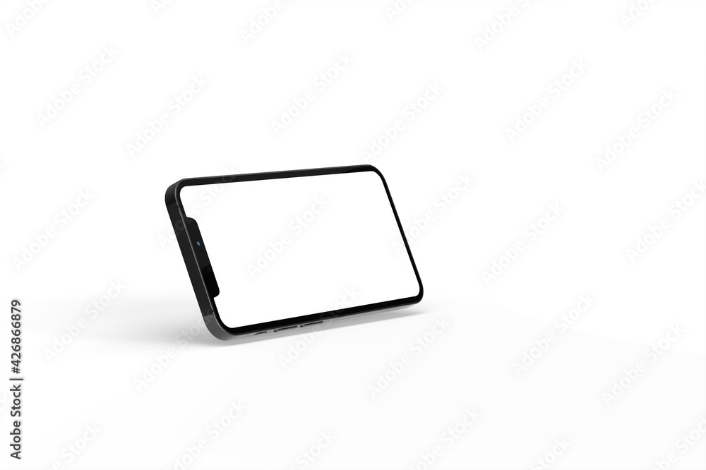Realistic isometric black frameless smartphone mockup perspective 3d Realistic isometric black frameless smartphone mockup perspective 3d
