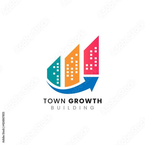 Abstract Colorful Town Growth Logo Design. Architecture and Building Logo Design.