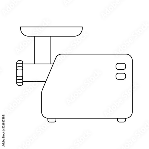 Electric meat grinder icon. Outline electric mincer vector icon for web design isolated on white background.