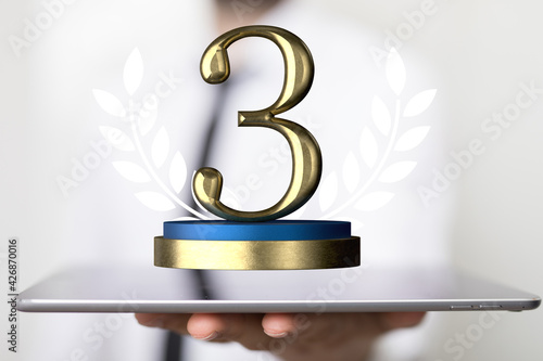 3rd place letter in 3d in hand