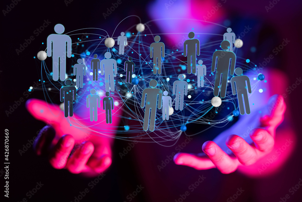Obraz premium videoconference group of people talking in social network business