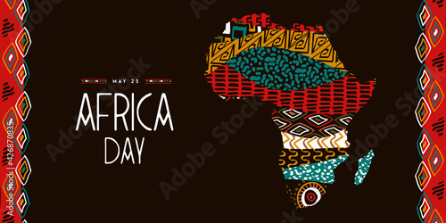 Africa day tribal animal art african map banner